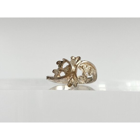 Multi Heart Shaped Carved Love Themed Sterling Silver 925 Vintage Ring - sz 6 - Picture 7 of 14